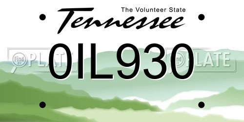 0IL930 Tennessee License Plate