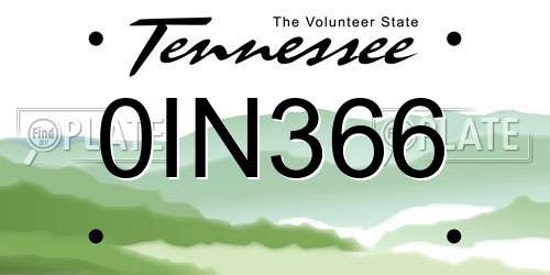 0IN366 Tennessee License Plate