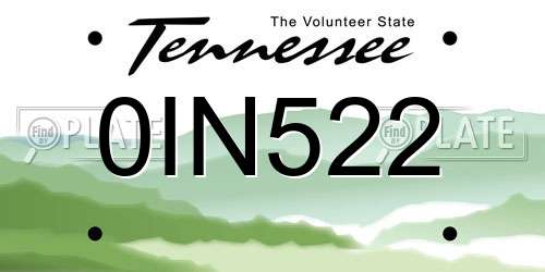 0IN522 Tennessee License Plate