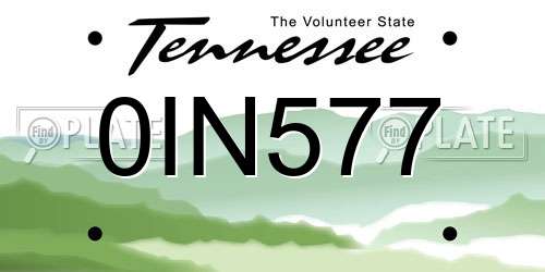 0IN577 Tennessee License Plate