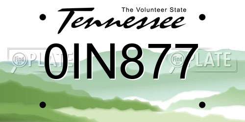 0IN877 Tennessee License Plate