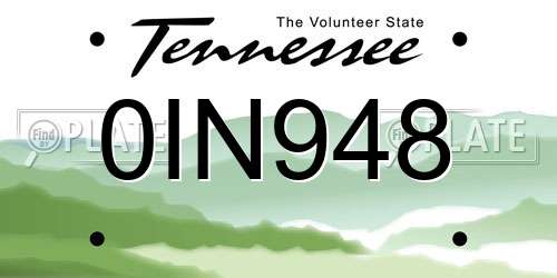 0IN948 Tennessee License Plate