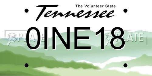 0INE18 Tennessee License Plate
