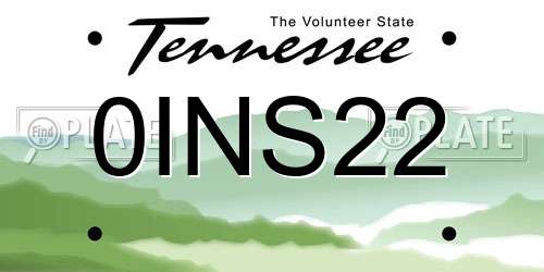 0INS22 Tennessee License Plate
