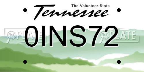 0INS72 Tennessee License Plate