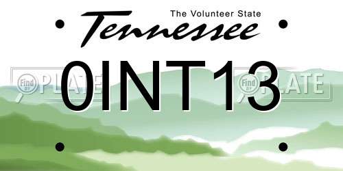 0INT13 Tennessee License Plate