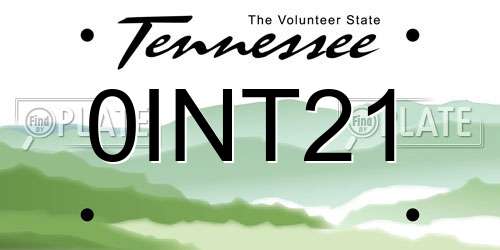 0INT21 Tennessee License Plate