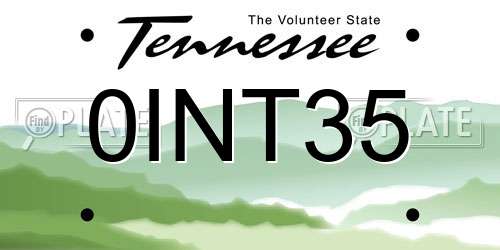 0INT35 Tennessee License Plate