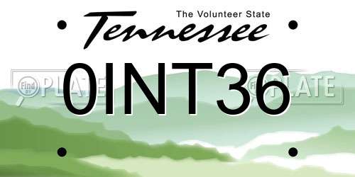 0INT36 Tennessee License Plate