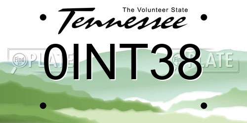 0INT38 Tennessee License Plate