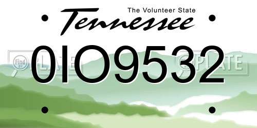 0IO9532 Tennessee License Plate