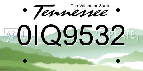 0IQ9532 Tennessee License Plate