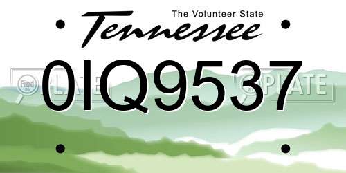 0IQ9537 Tennessee License Plate