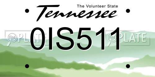 0IS511 Tennessee License Plate