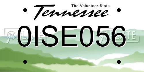 0ISE056 Tennessee License Plate