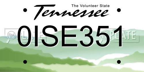 0ISE351 Tennessee License Plate