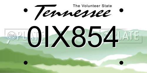 0IX854 Tennessee License Plate