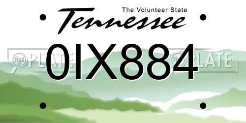 0IX884 Tennessee License Plate