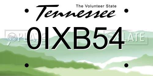 0IXB54 Tennessee License Plate