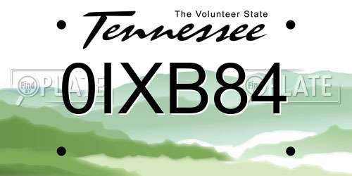 0IXB84 Tennessee License Plate