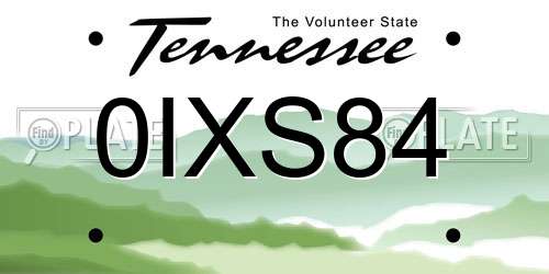 0IXS84 Tennessee License Plate