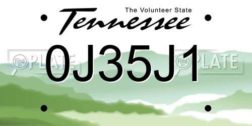 0J35J1 Tennessee License Plate