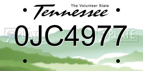 0JC4977 Tennessee License Plate