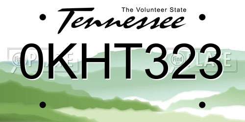 0KHT323 Tennessee License Plate