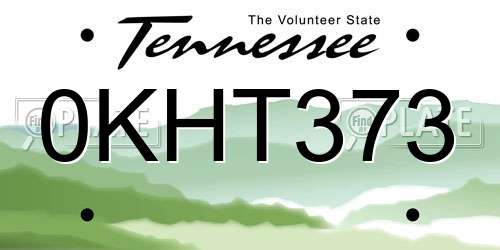 0KHT373 Tennessee License Plate
