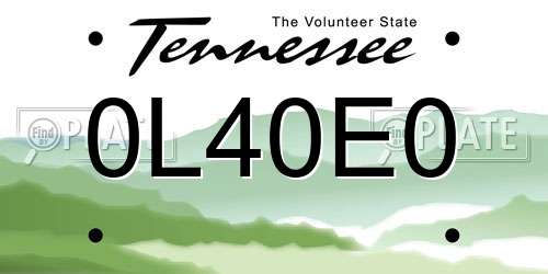 0L40E0 Tennessee License Plate