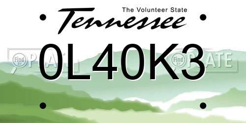 0L40K3 Tennessee License Plate