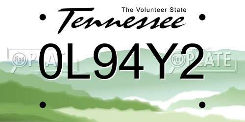 0L94Y2 Tennessee License Plate