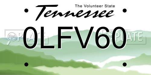 0LFV60 Tennessee License Plate