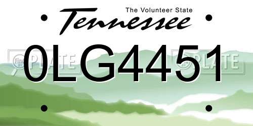 0LG4451 Tennessee License Plate