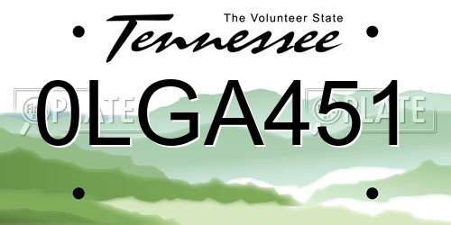 0LGA451 Tennessee License Plate
