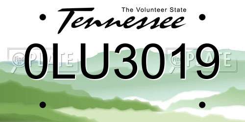 0LU3019 Tennessee License Plate