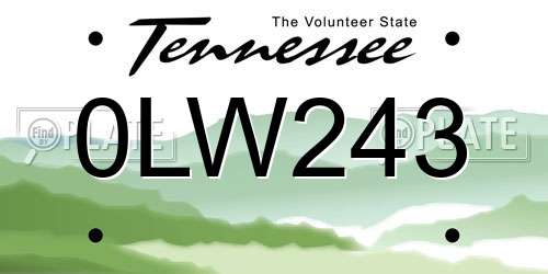 0LW243 Tennessee License Plate