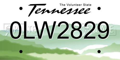 0LW2829 Tennessee License Plate