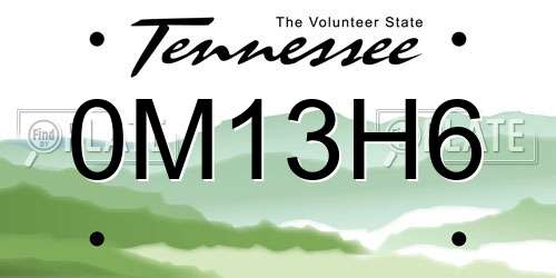0M13H6 Tennessee License Plate