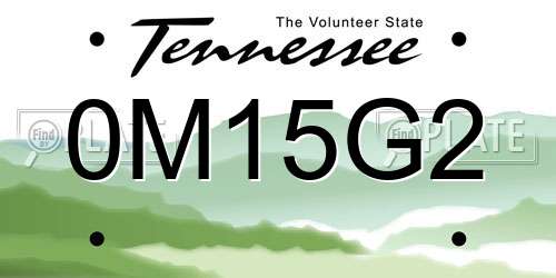0M15G2 Tennessee License Plate
