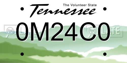 0M24C0 Tennessee License Plate