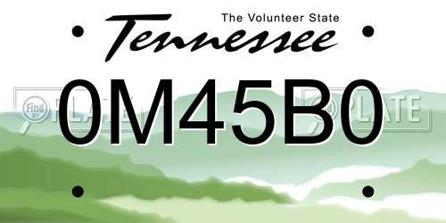 0M45B0 Tennessee License Plate