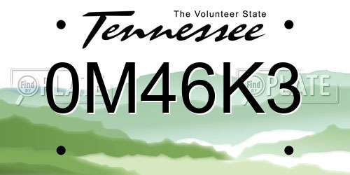 0M46K3 Tennessee License Plate