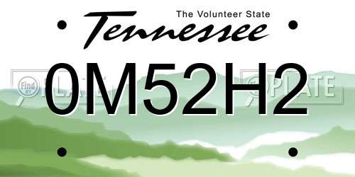 0M52H2 Tennessee License Plate