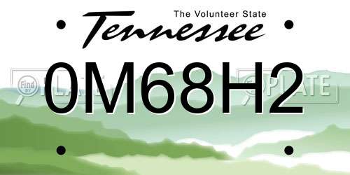 0M68H2 Tennessee License Plate