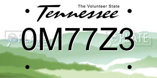 0M77Z3 Tennessee License Plate