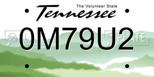 0M79U2 Tennessee License Plate