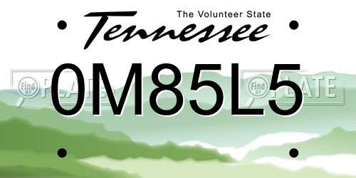0M85L5 Tennessee License Plate