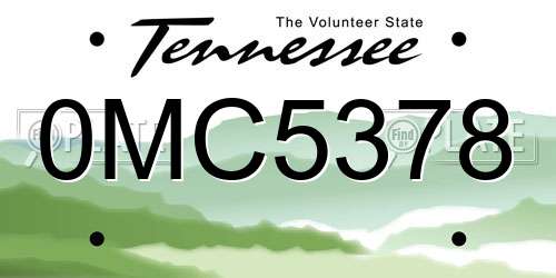 0MC5378 Tennessee License Plate