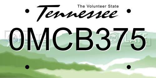 0MCB375 Tennessee License Plate